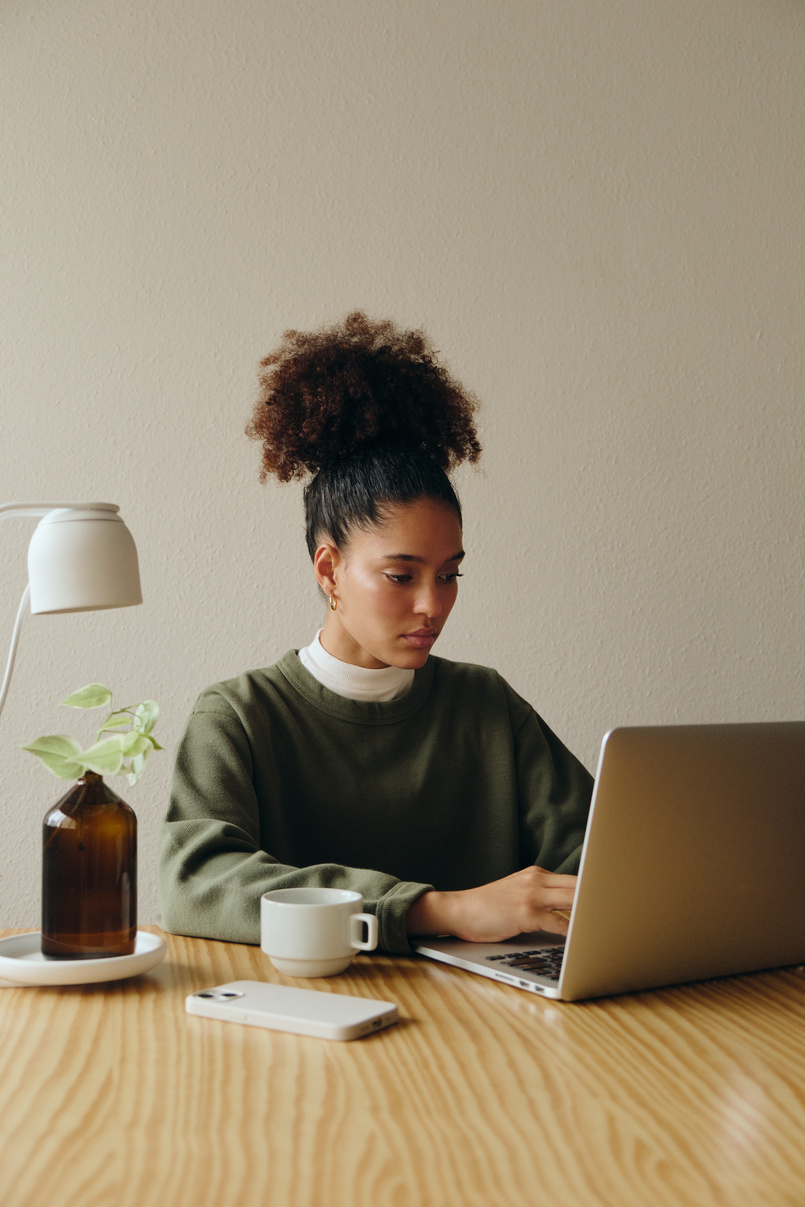 Woman Working on a Laptop